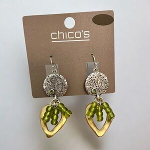 NWT Chico’s Green & Mixed Metal Earrings